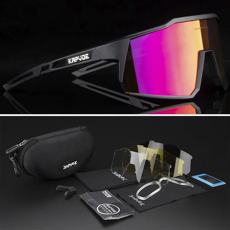 4 Lens Men Women Cycling Glasses Polarized Sport MTB Road Bike Goggles UV400 Bicycle Eyewear Fishing Running Driving Sunglasses