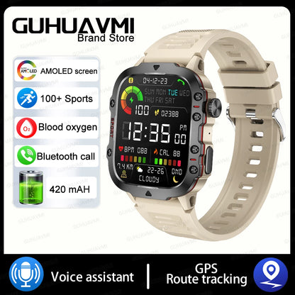 2024New Rugged Military Fitness Smart Watch Men For Android Xiaomi IOS 3ATM Waterproof Sport Ai Voice Calling Smartwatch Outdoor