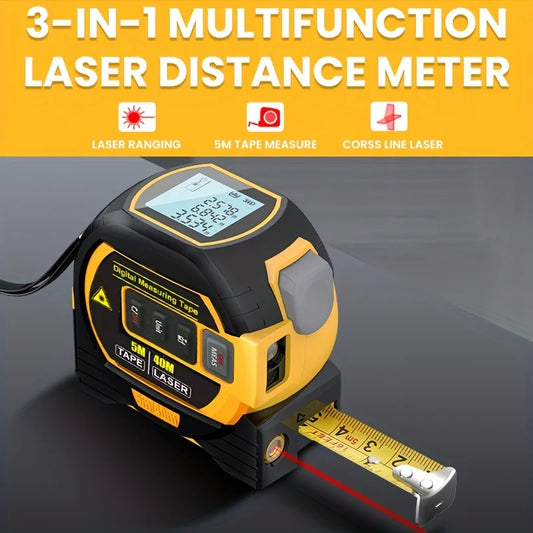 Lasermeter Tape Measure 3 In 1 Digital