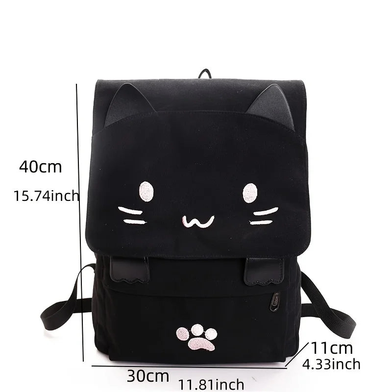 Japanese Stupid Cute 3D Cat Large Capacity Book Bag, Girl Cartoon Backpack, Women's Backpacks