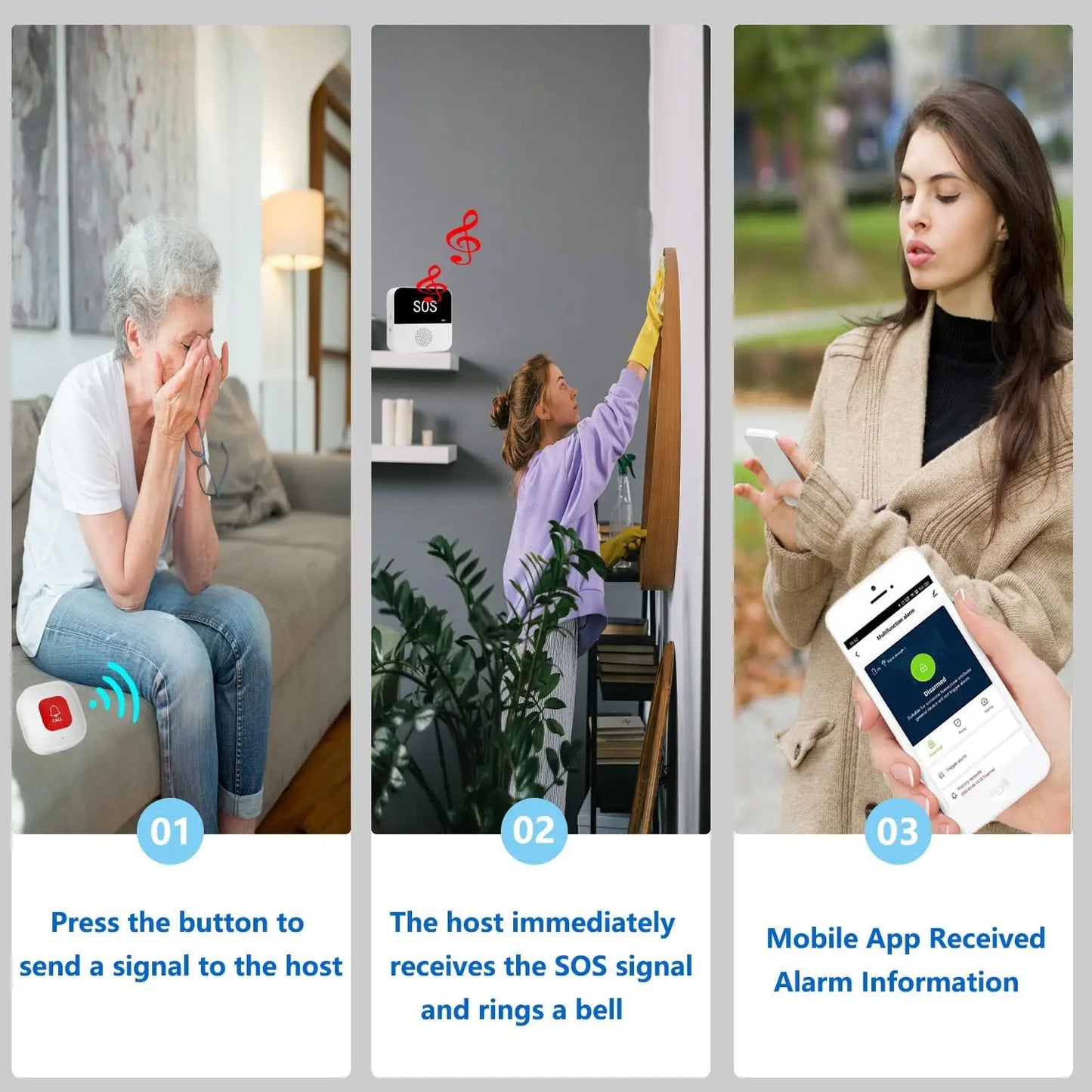 Caregiver Wireless WiFi Elderly Pager SOS Call Button Emergency