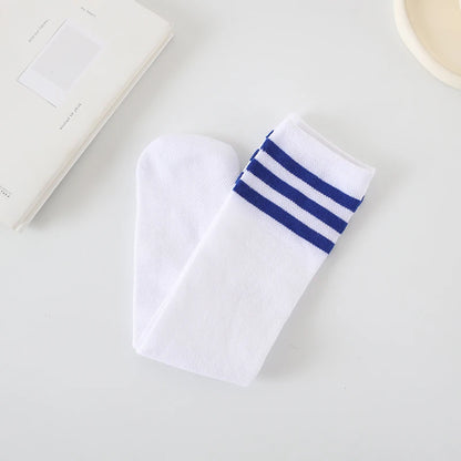 Spring summer socks for children girls mesh breathable striped cute mid-tube stockings student over the knee high long socks