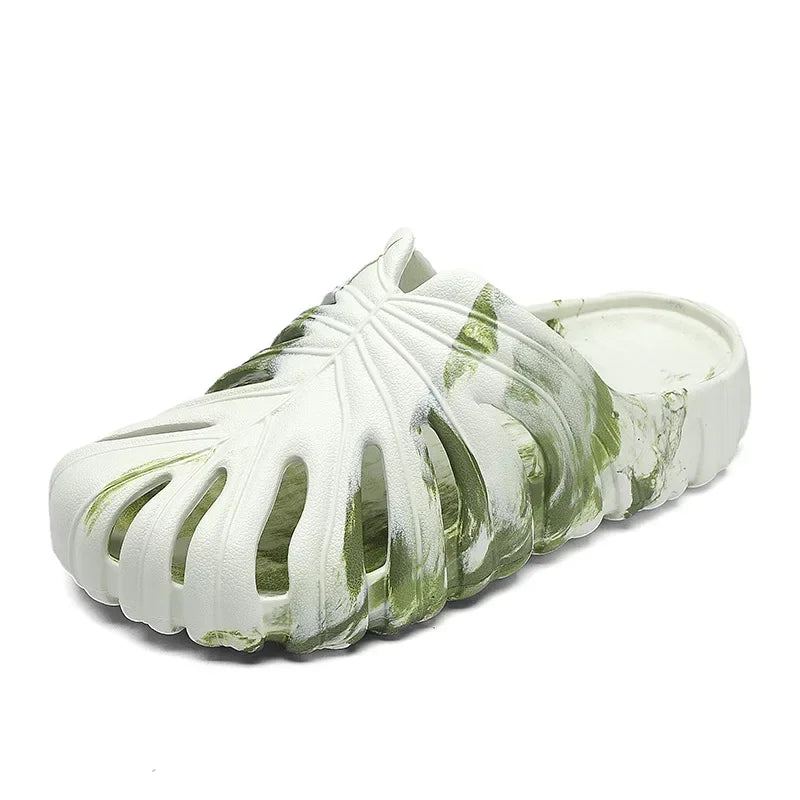 Male Slipper Platform Cloud Monstera Funny Leaf Home Soft Slides Sandals Outdoor Summer Ladies House Shoe Flat Men Female Beach