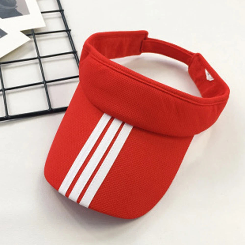 Summer Tennis Caps Sun Sports Visor Hat For Men Women Running Beach Baseball Caps Solid Color and striped golf hats Adjustable