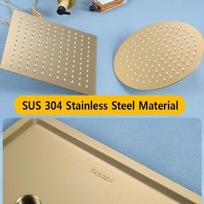 Top 1 Luxury Rushed Gold Shower Head Sus 304 Stainless Steel Bathroom Pressurized Rainfall Top Faucets Showers Heads Accessories