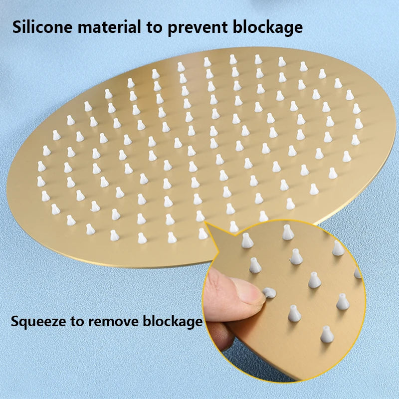 Top 1 Luxury Rushed Gold Shower Head Sus 304 Stainless Steel Bathroom Pressurized Rainfall Top Faucets Showers Heads Accessories