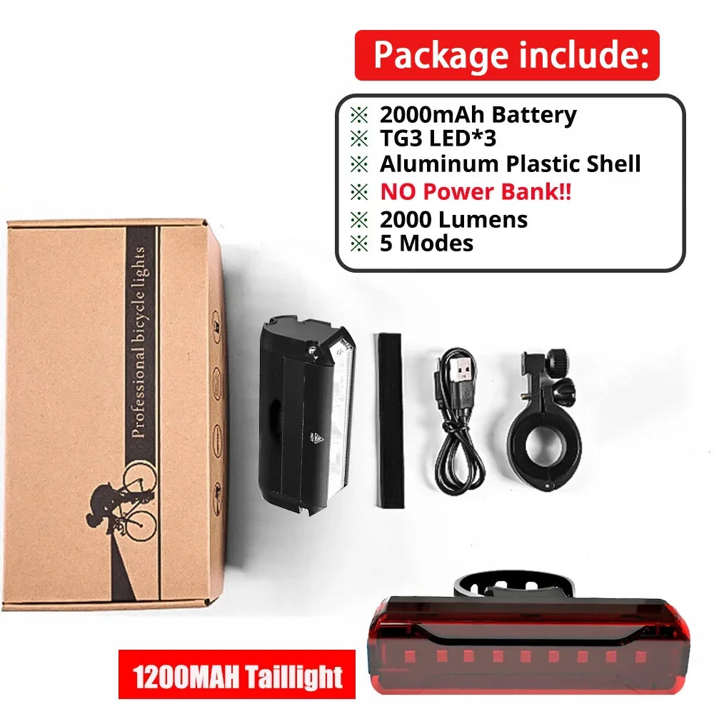 10000LM Bicycle Light Front Bike Light Waterproof 8000mah 5*P90 Flashlight USB Charging MTB Road Cycling Lamp Accessories