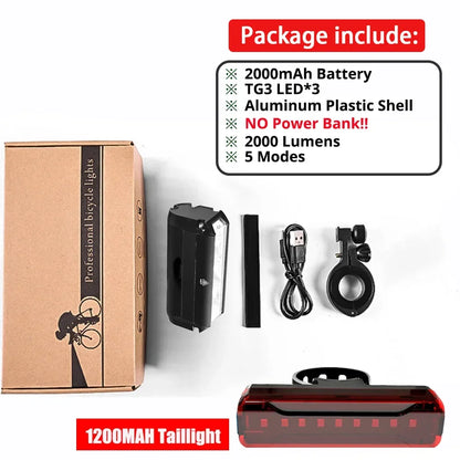 10000LM Bicycle Light Front Bike Light Waterproof 8000mah 5*P90 Flashlight USB Charging MTB Road Cycling Lamp Accessories