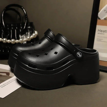 Home Slipper Platform High Heel Clog Woman Thick charm Sandal Flip Flops Beach Non Slip House Cloud Shoe Female Slides Ladies