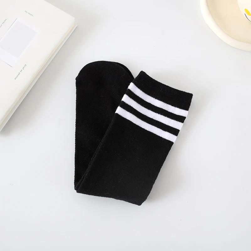 Spring summer socks for children girls mesh breathable striped cute mid-tube stockings student over the knee high long socks