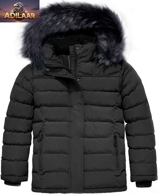 ZSHOW Girls' Hooded Puffer Jacket with Soft Fleece Lining for Winter Warmth