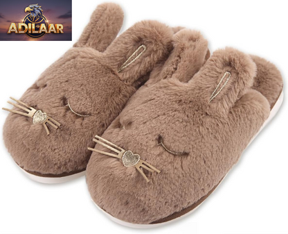 Caramella Women's Fuzzy Bunny Slippers with Memory Foam for Indoor and Outdoor Use