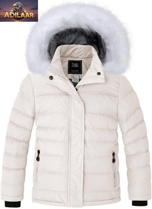 ZSHOW Girls' Hooded Puffer Jacket with Soft Fleece Lining for Winter Warmth