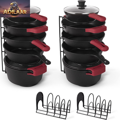 Cuisinel Heavy Duty Pots and Pans Organizer - Extra Large 5-Tier Rack - Holds Cast Iron Skillets, Dutch Oven - Durable Construction - Space Saving Kitchen Storage - No Assembly Required - Black 15.4"