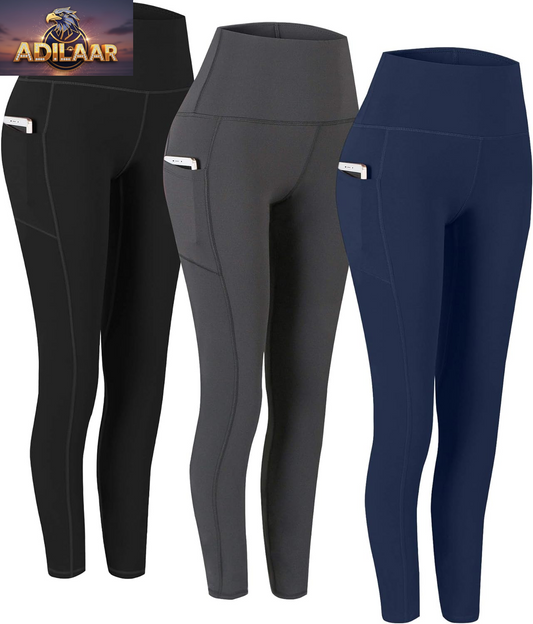 Fengbay Women's High Waist Yoga Pants with Pockets - Tummy Control Workout and Running Leggings (2 Pack)