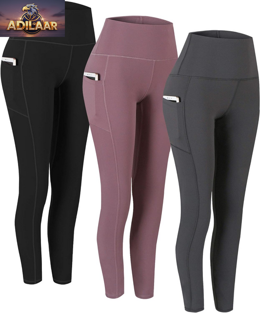 Fengbay Women's High-Waist Yoga Leggings with Pockets - Tummy Control Athletic Pants for Workouts and Running (2-Pack)
