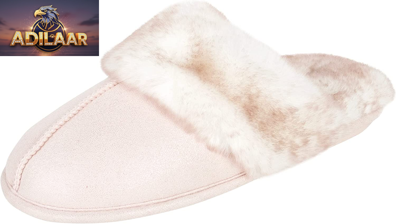 Jessica Simpson Women's Faux Fur Memory Foam House Slippers with Anti-Skid Sole