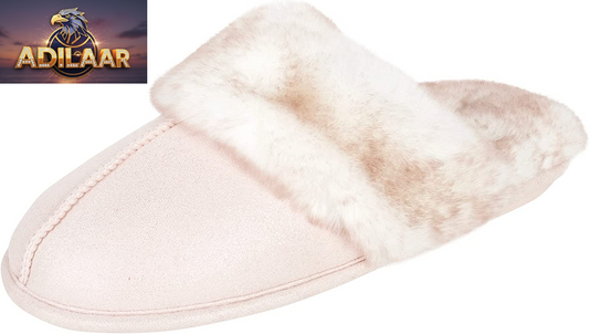 Jessica Simpson Women's Faux Fur Memory Foam House Slippers with Anti-Skid Sole