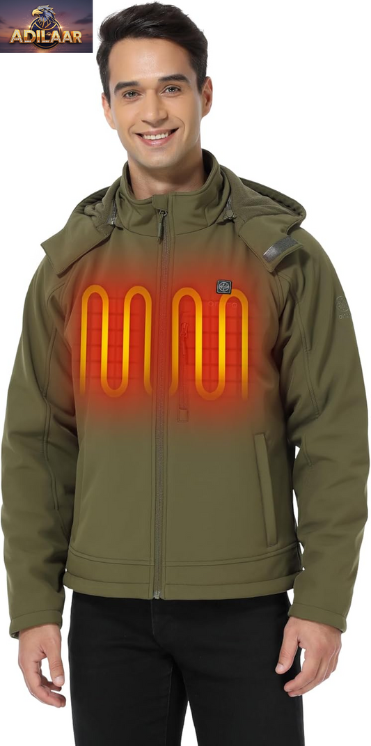 ORORO Men's Battery-Powered Heated Jacket with Detachable Hood (Charger Not Included)