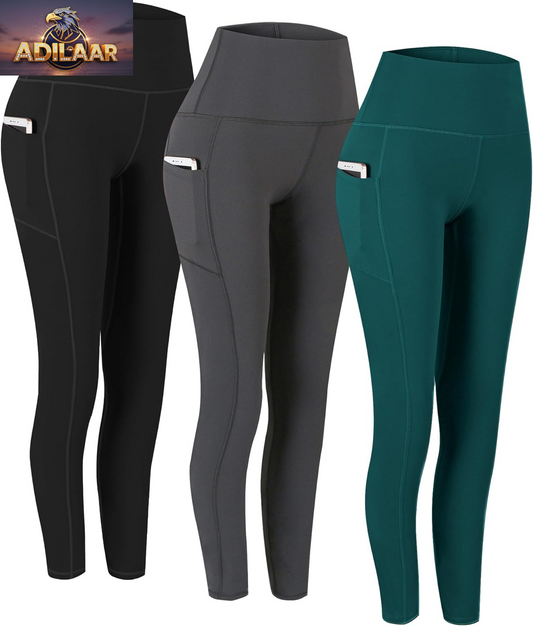 Fengbay Women's High Waist Yoga Pants with Pockets - Tummy Control Leggings for Workouts and Running (2 Pack)