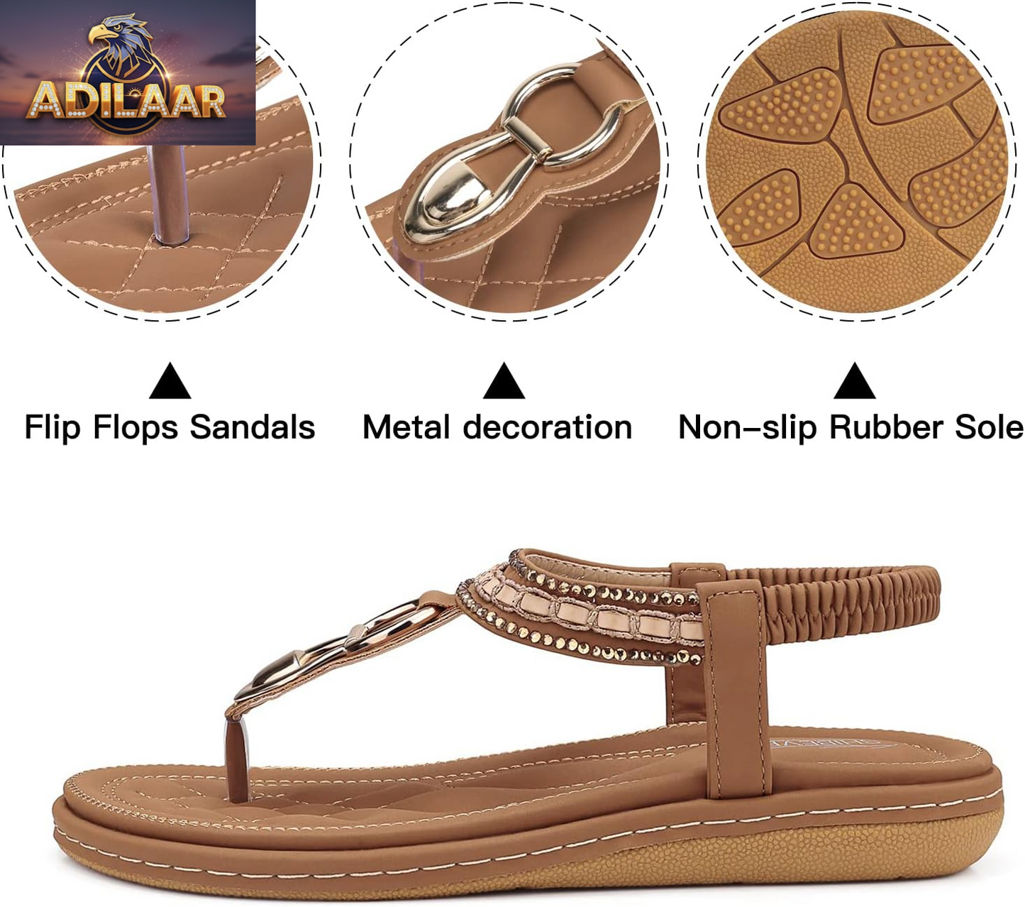 SHIBEVER Women's Dressy Summer Sandals: Comfortable Flat Bohemian T-Strap Casual Footwear for Women