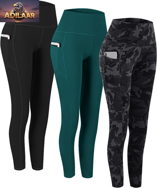 Fengbay Women's High Waist Yoga Pants with Pockets - Tummy Control Leggings for Workout and Running (2 Pack)