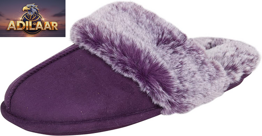 Jessica Simpson Women's Comfortable Faux Fur House Slippers with Memory Foam and Anti-Skid Sole