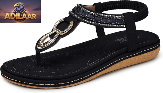 SHIBEVER Women's Dressy Summer Sandals: Comfortable Flat Bohemian T-Strap Casual Footwear