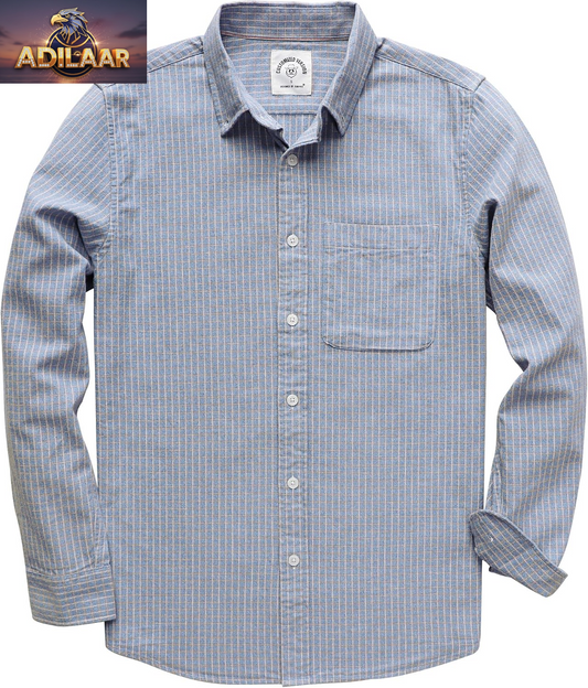 Dubinik® Men's Casual Flannel Shirt - Lightweight All-Cotton Plaid Button-Down Long Sleeve Workwear