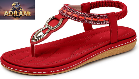 SHIBEVER Women's Dressy Summer Sandals: Comfortable Walking Flat Bohemian T-Strap Casual Footwear