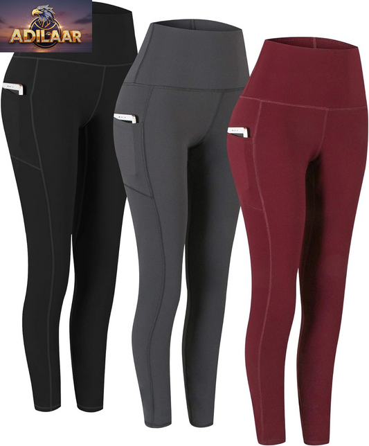 Fengbay Women's High Waist Yoga Leggings with Pockets - Tummy Control for Workout and Running (2 Pack)