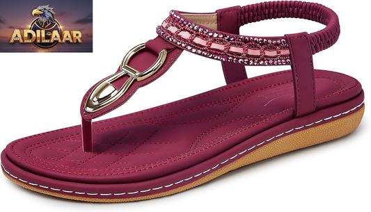 SHIBEVER Women's Dressy Summer Sandals: Comfortable T-Strap Flat Bohemian Casual Footwear