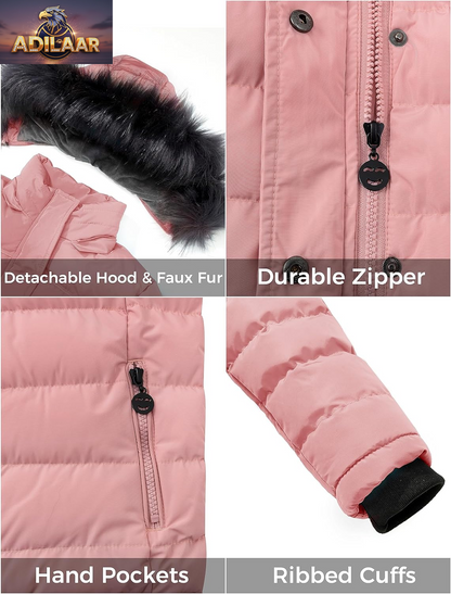 ZSHOW Girls' Insulated Puffer Jacket with Soft Fleece Lining and Hood for Winter Wear