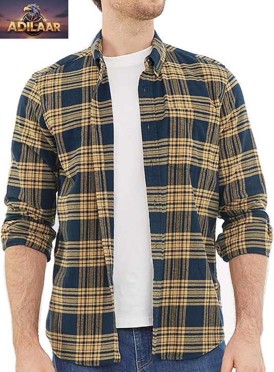 Dubinik® Flannel Shirt for Men Casual Button down Work Soft All Cotton Lightweight Flannel Mens Plaid Shirts Long Sleeve