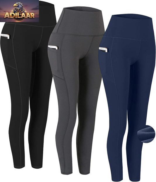 Fengbay Women's High-Waisted Yoga Leggings with Pockets - Tummy Control for Workout and Running (2-Pack)