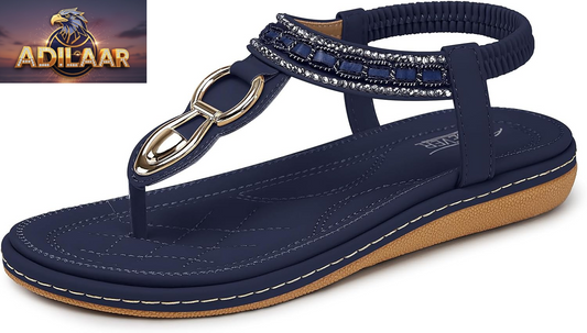 SHIBEVER Women's Dressy Summer Sandals: Comfortable Flat Bohemian T-Strap Casual Walking Sandals