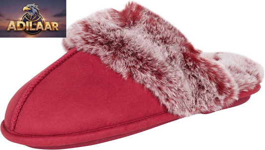 Jessica Simpson Women's Faux Fur Memory Foam House Slippers with Anti-Skid Sole