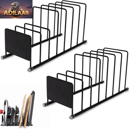 Cuisinel Heavy Duty Pots and Pans Organizer - Extra Large 5-Tier Rack - Holds Cast Iron Skillets, Dutch Oven - Durable Construction - Space Saving Kitchen Storage - No Assembly Required - Black 15.4"
