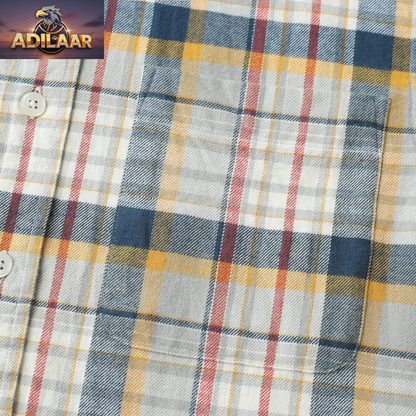 Dubinik® Men's Flannel Shirt - Casual Long Sleeve Plaid Button-Down, Lightweight All-Cotton Workwear