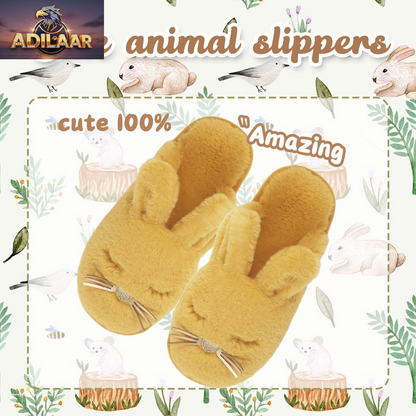 Caramella Women's Fuzzy Bunny Slippers with Memory Foam – Cute Animal Design for Indoor and Outdoor Use