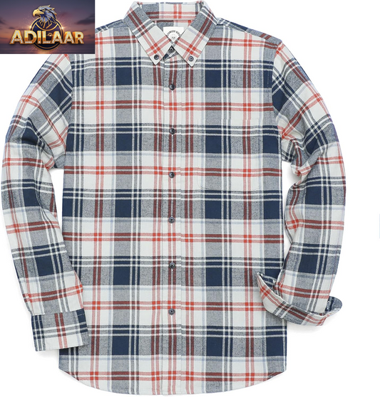 Dubinik® Flannel Shirt for Men Casual Button down Work Soft All Cotton Lightweight Flannel Mens Plaid Shirts Long Sleeve