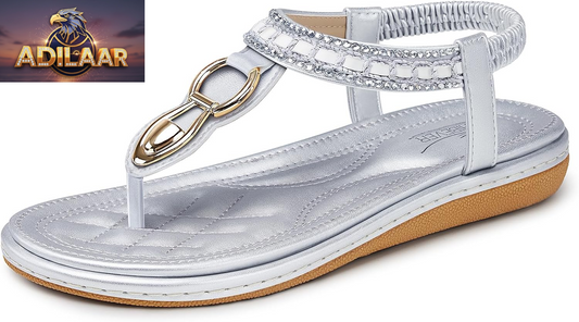 SHIBEVER Women's Dressy Summer Sandals: Comfortable Flat Bohemian T-Strap Casual Footwear