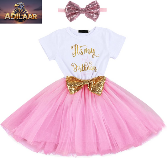 Baby Girls Newborn First/Second Birthday Cake Smash Sequin Bow Tutu Dress