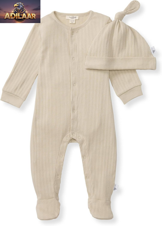 Burt's Bees Baby Organic Cotton Jumpsuit and Hat Set