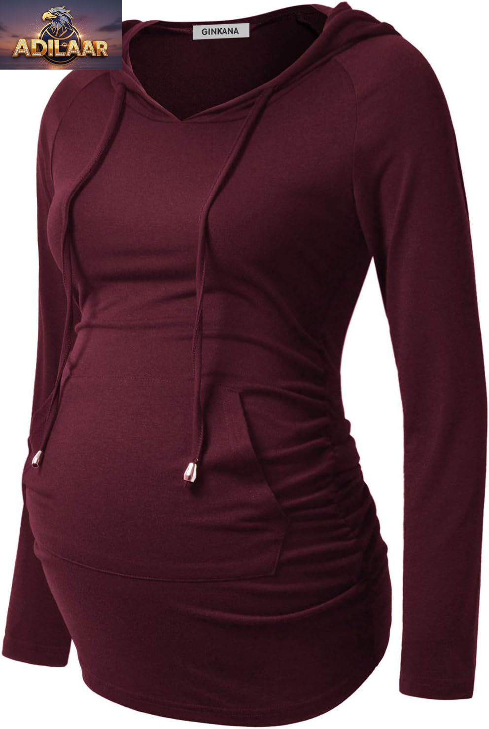 GINKANA Long Sleeve Maternity Hoodie - Casual Pregnancy Sweatshirt and Top