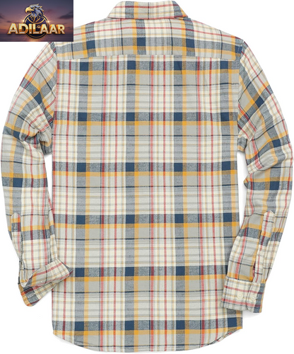 Dubinik® Men's Flannel Shirt - Casual Long Sleeve Plaid Button-Down, Lightweight All-Cotton Workwear