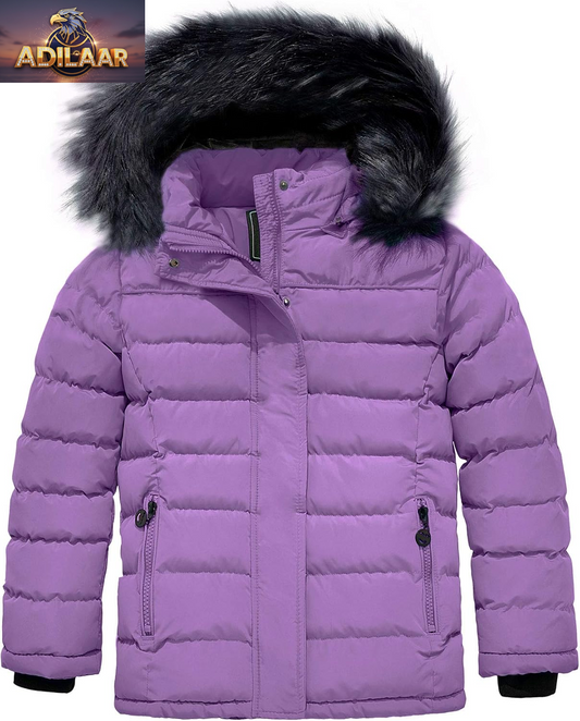 ZSHOW Girls' Hooded Winter Coat - Soft Fleece Lined Puffer Jacket for Warmth and Comfort