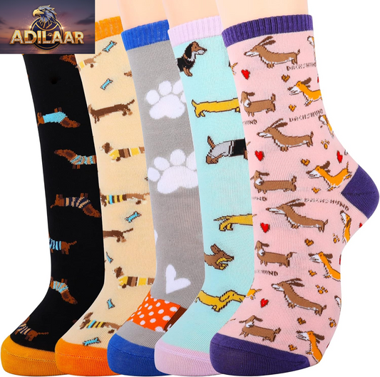 Jeasona Women's Adorable Animal Socks - Dachshund, Chicken, Bee, Hedgehog, and Panda Designs - Ideal Gifts for Women