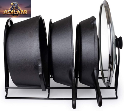 Cuisinel Heavy Duty Pots and Pans Organizer - Extra Large 5-Tier Rack - Holds Cast Iron Skillets, Dutch Oven - Durable Construction - Space Saving Kitchen Storage - No Assembly Required - Black 15.4"