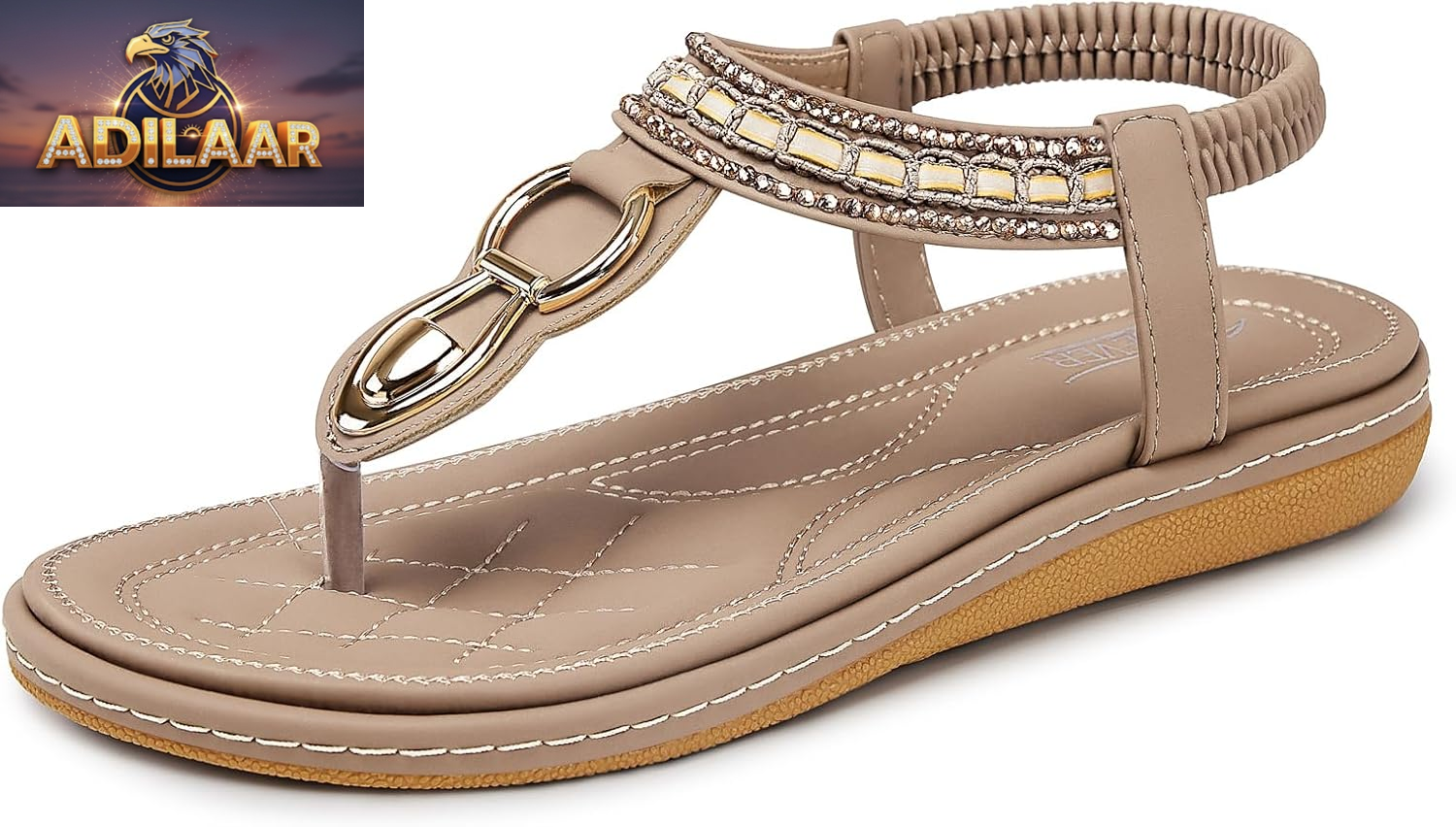SHIBEVER Women's Dressy Summer Sandals: Comfortable Flat Bohemian T-Strap Casual Footwear for Women